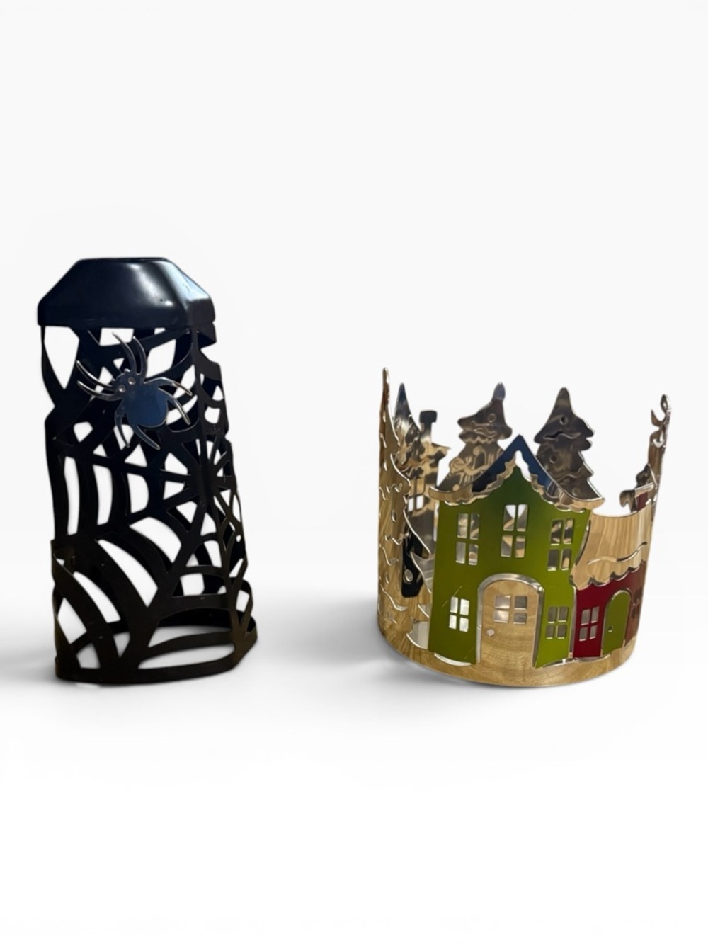 Bath & Body Works Little Town 3-Wick Candle Holder & Spiderweb Hand Soap